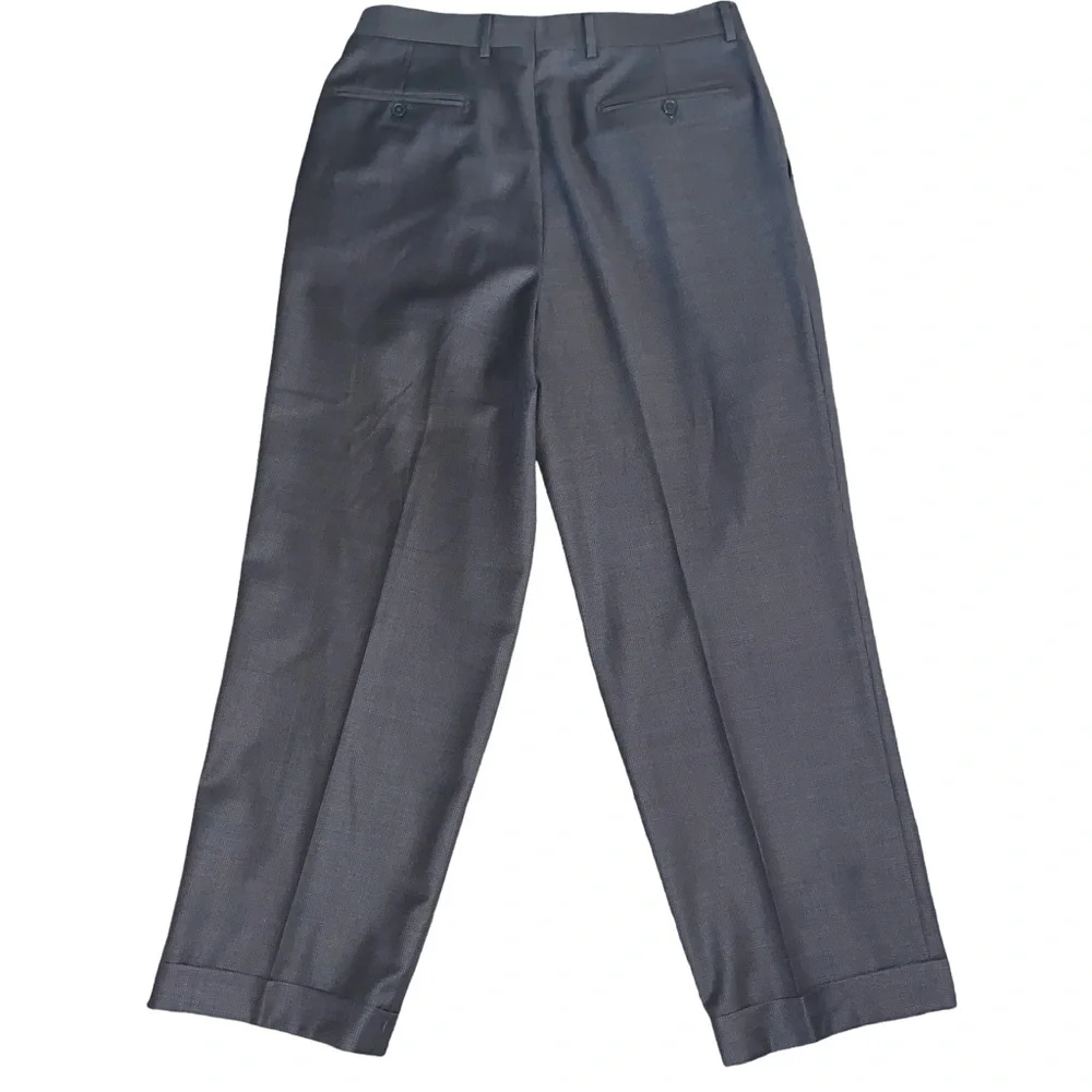 Santorelli Como 2 Mens Sz 34/35 Houndstooth Made in Italy Wool Dress Pants Pleat
